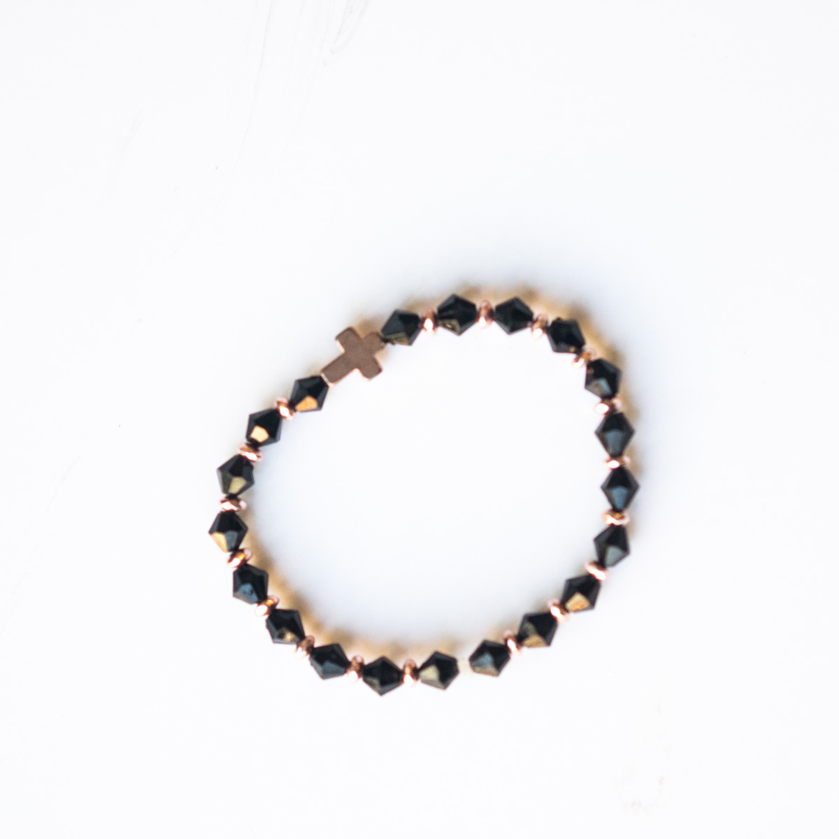 YES Bracelet - Diamond Beads with Cross Pendant - Image 5